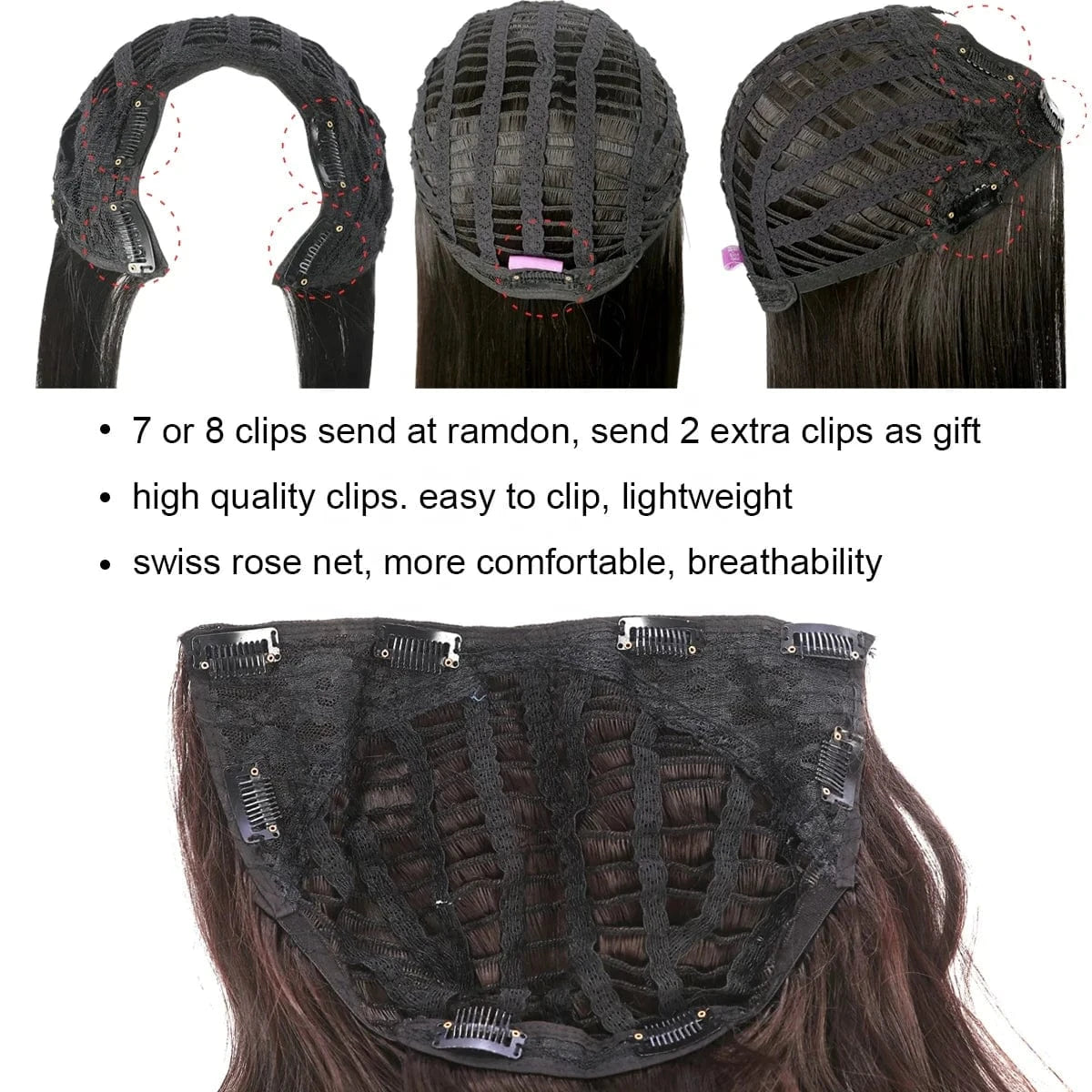 SARLA  Wholesale 20" Long Curly Loose Wave Synthetic Hairpieces Natural Hair Extension Clip-in Upart U Part Wigs