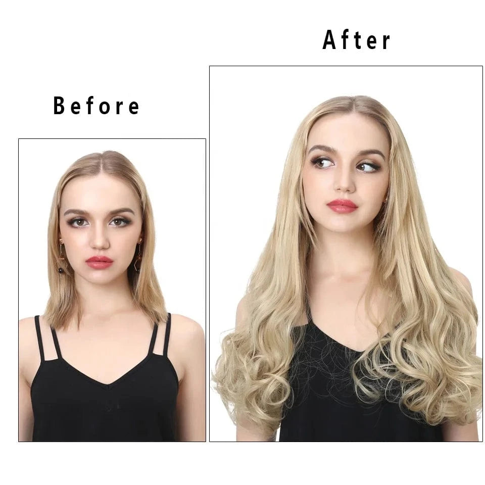 SARLA  Wholesale 20" Long Curly Loose Wave Synthetic Hairpieces Natural Hair Extension Clip-in Upart U Part Wigs