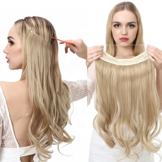 SARLA  Wholesale Dropshipping Suppliers Own Brand One Piece Fiber Futura Ombre Invisible Wire Seamless Synthetic Hair Extensions