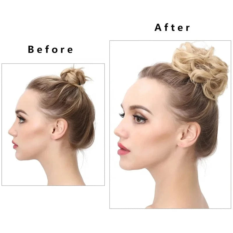 SARLA Wholesale Fabric Wrap Curly Wigs Scrunchie Elastic Rubber Band SyntheticEasy Messy Hair Bun Extensions chignon Hair Women