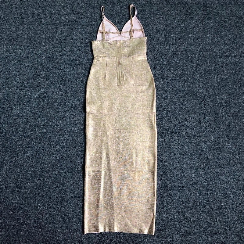 SB2616 Kimshein High Quality Summer Gold Stamping Dress Slim Sexy Backless Maxi Party Stylish Dresses