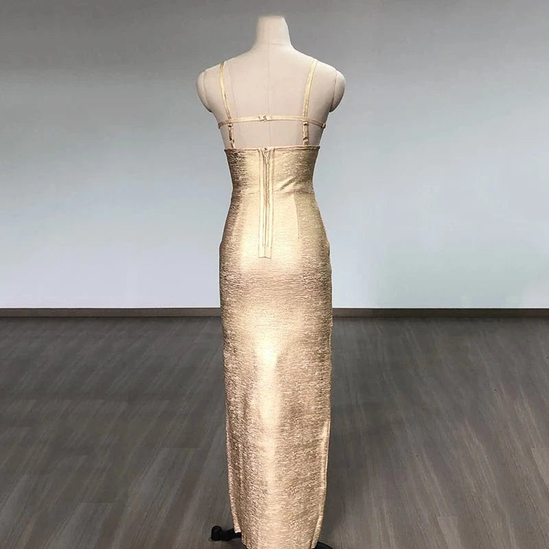 SB2616 Kimshein High Quality Summer Gold Stamping Dress Slim Sexy Backless Maxi Party Stylish Dresses