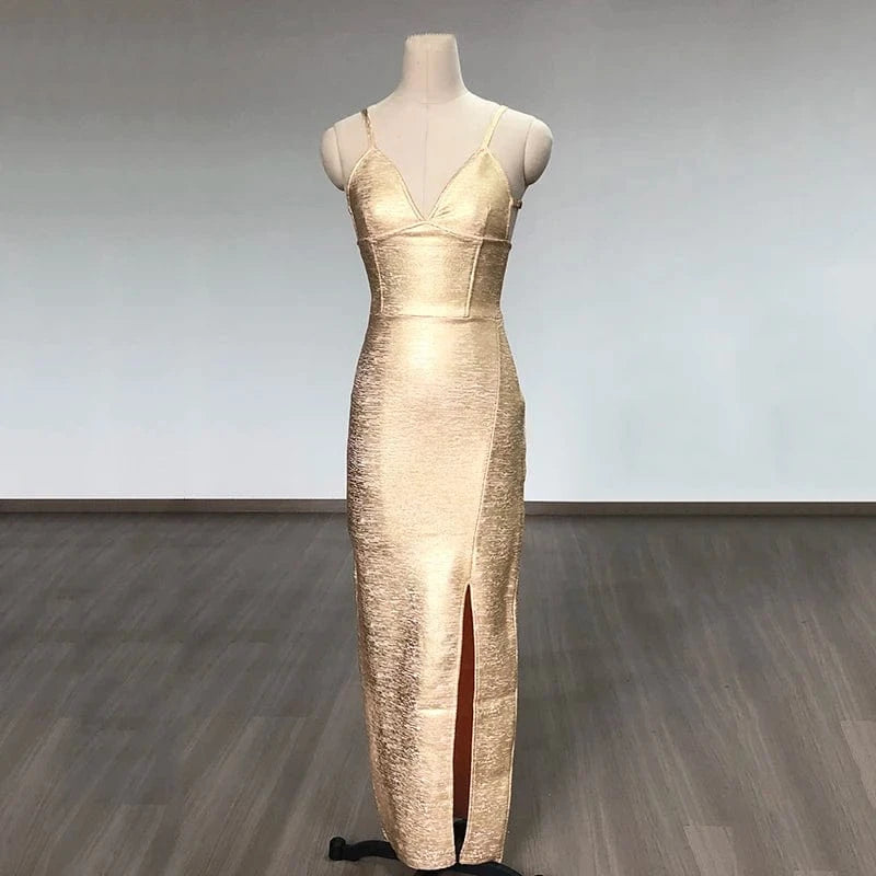 SB2616 Kimshein High Quality Summer Gold Stamping Dress Slim Sexy Backless Maxi Party Stylish Dresses