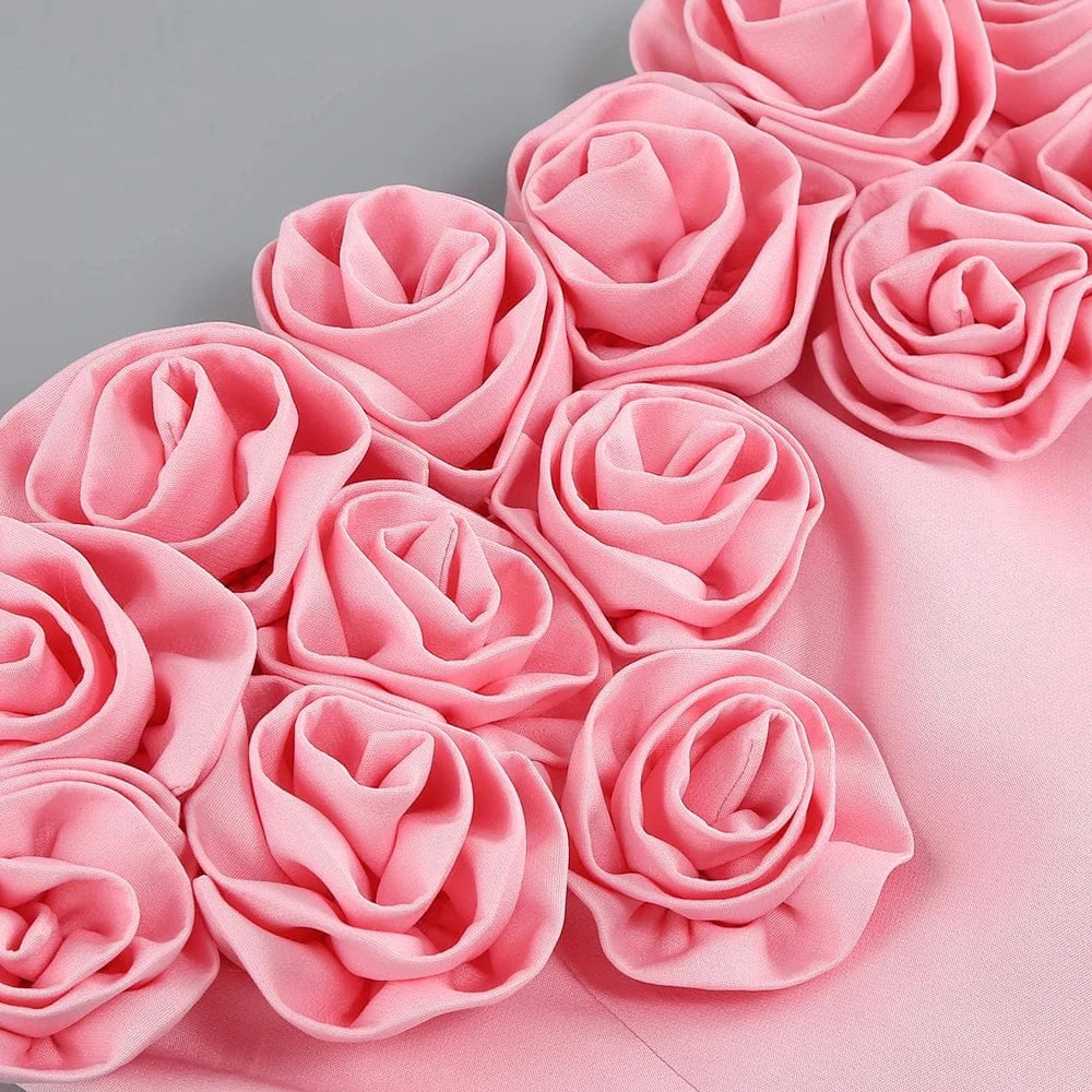 SB2667 Pink Summer Dresses Women Party Mini Dresses Sleeveless Bodycon Beautiful High End New Flower Dress