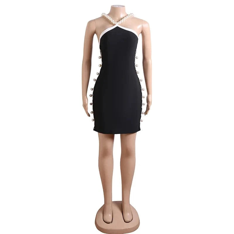 SB2674 New Arrivals Mini Dresses Sleeveless Unique Sexy Pearl Dress Elegant Sexy Dresses Women Night Club