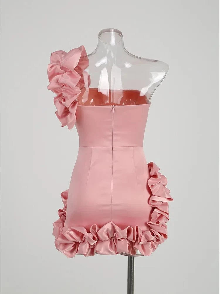 SB2679 Sexy Ruffle Dress Satin Fabric Women Fashion Clothing 2024 Special Occasions Elegant Mini Dress