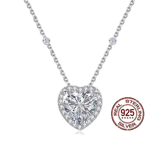 SD003 Simple Design Cubic Zirconia Diamond Jewellery 925 Sterling Silver Small Heart Necklace for Women Fashion Pendant Jewelry
