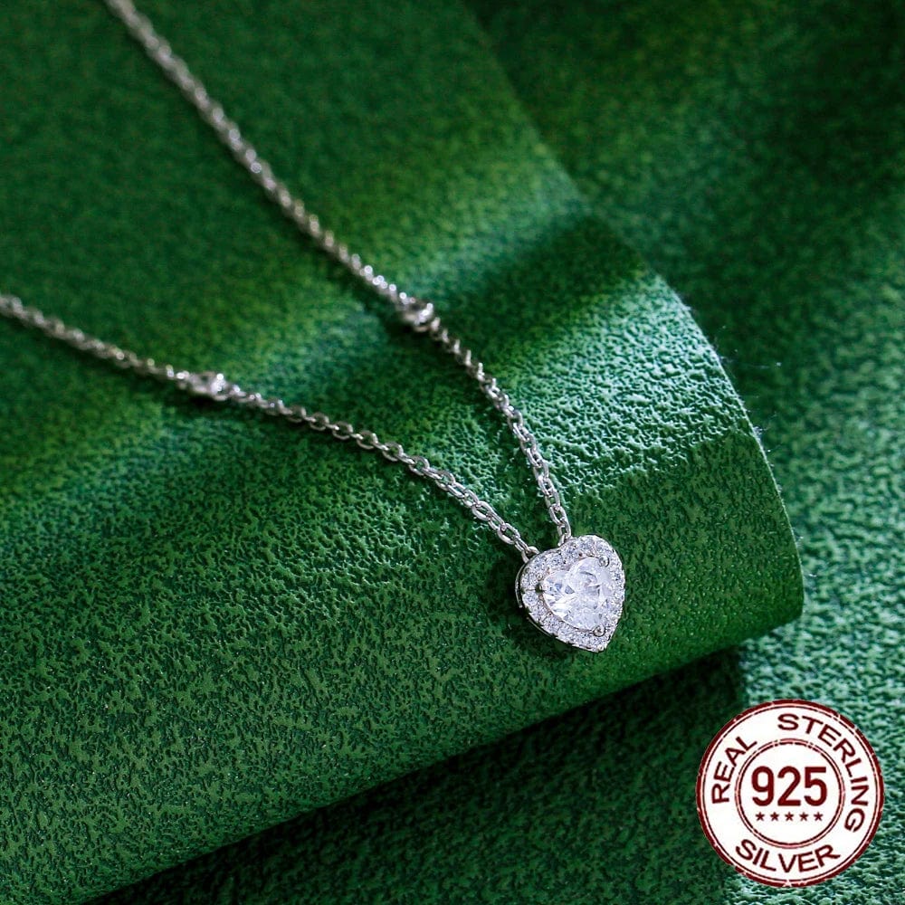SD003 Simple Design Cubic Zirconia Diamond Jewellery 925 Sterling Silver Small Heart Necklace for Women Fashion Pendant Jewelry