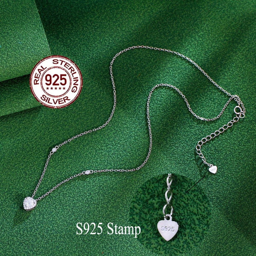 SD003 Simple Design Cubic Zirconia Diamond Jewellery 925 Sterling Silver Small Heart Necklace for Women Fashion Pendant Jewelry