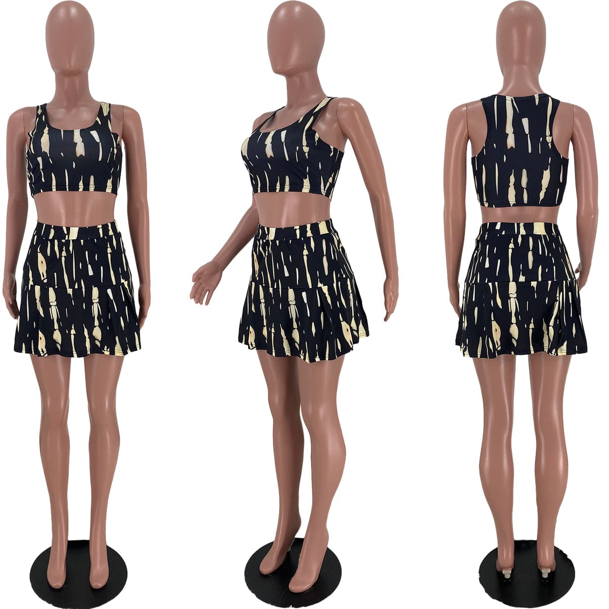 Serena Sets Women's Pleated Two Piece Tennis Skirt Set Ladies 2 Piece Matching Top and Skirts Sets