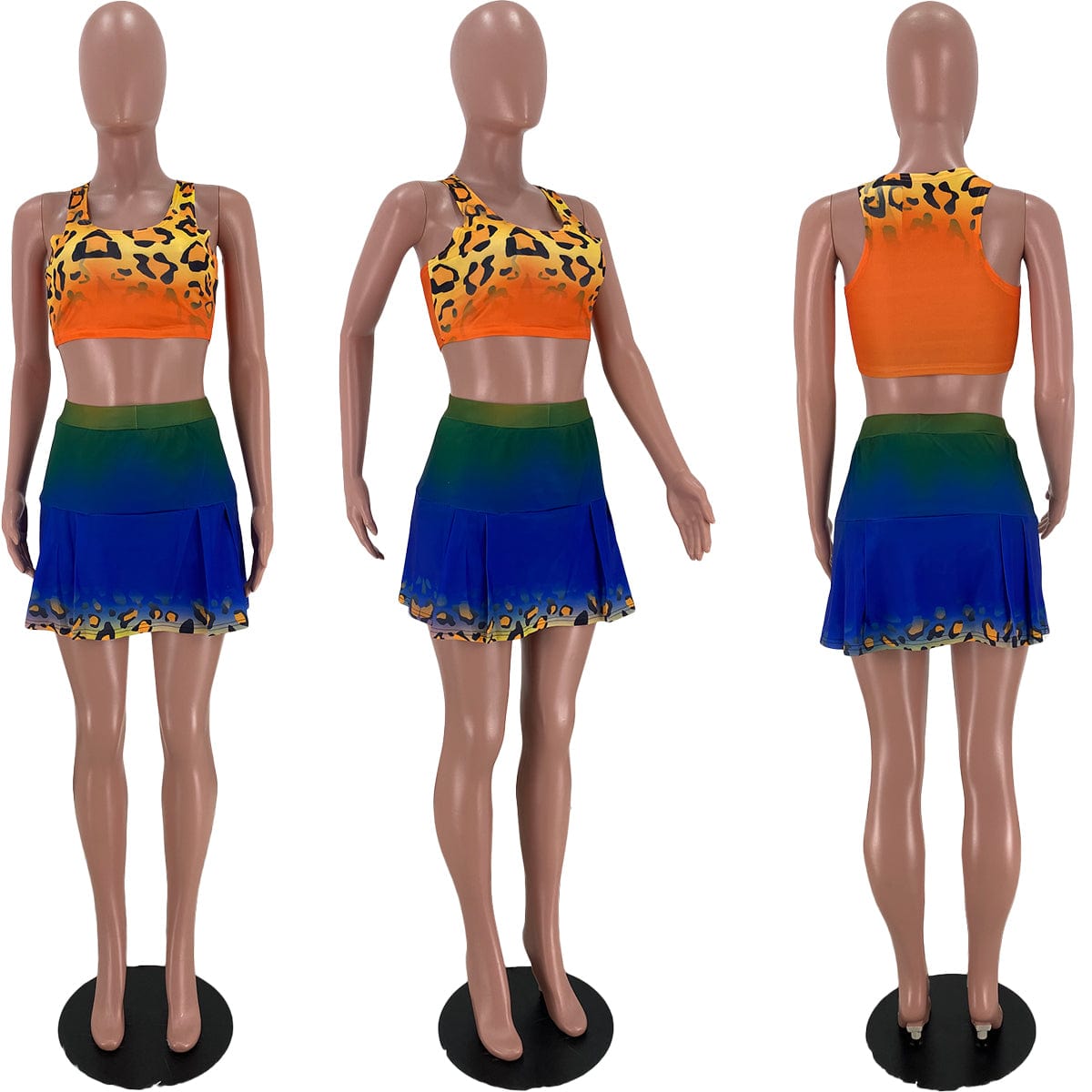 Serena Sets Women's Pleated Two Piece Tennis Skirt Set Ladies 2 Piece Matching Top and Skirts Sets