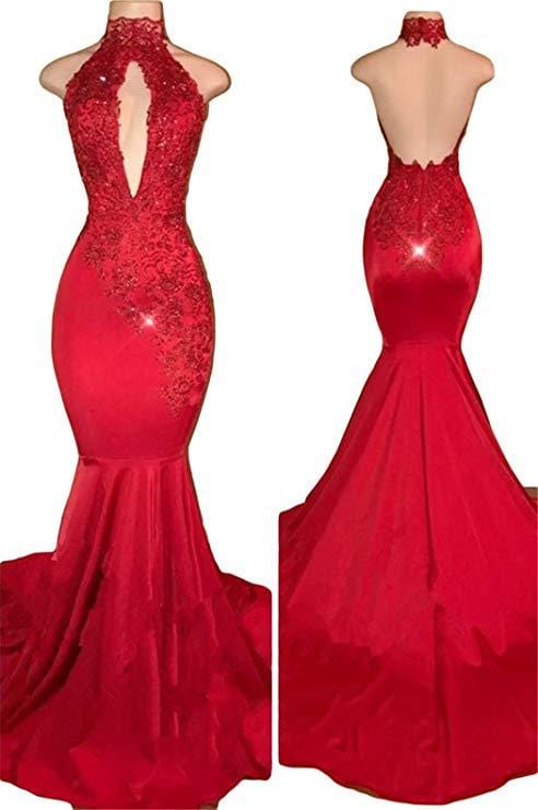 Sexy backless mertail banquet evening dress  company annual party long lace applique winter wedding gown drop shipping fulfill