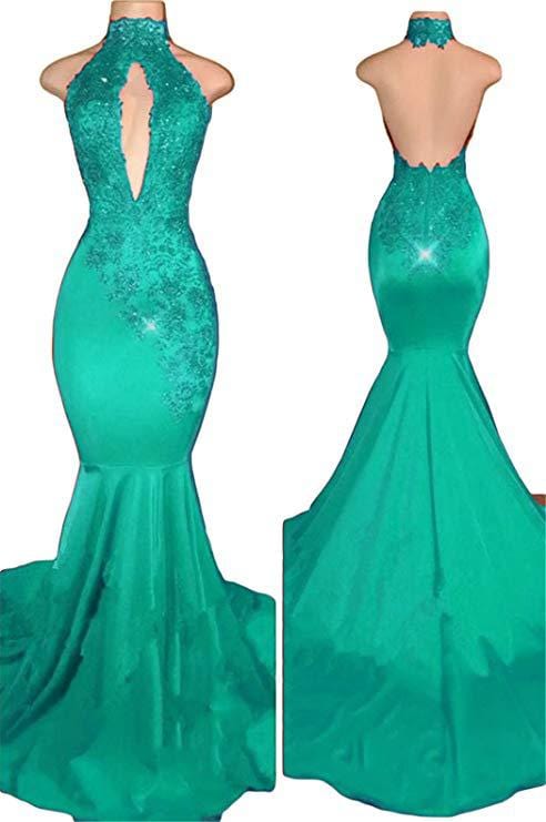 Sexy backless mertail banquet evening dress  company annual party long lace applique winter wedding gown drop shipping fulfill
