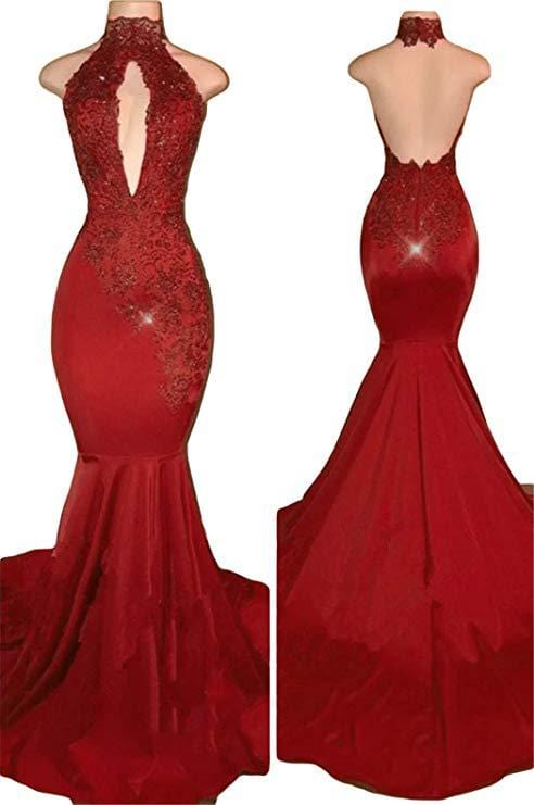 Sexy backless mertail banquet evening dress  company annual party long lace applique winter wedding gown drop shipping fulfill