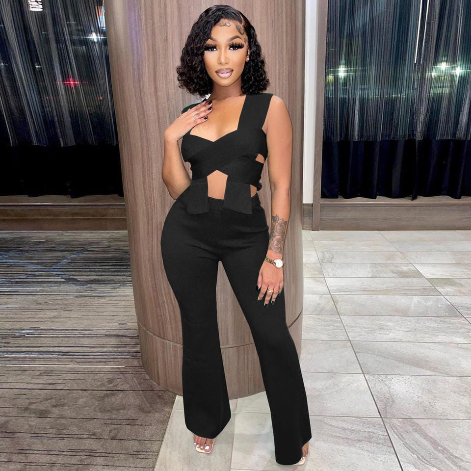 Sexy Birthday Outfit For Women 2 Piece Hollow Cross Crop Top And Legging Pant 2023 Two Piece Set