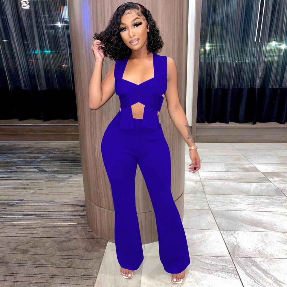 Sexy Birthday Outfit For Women 2 Piece Hollow Cross Crop Top And Legging Pant 2023 Two Piece Set