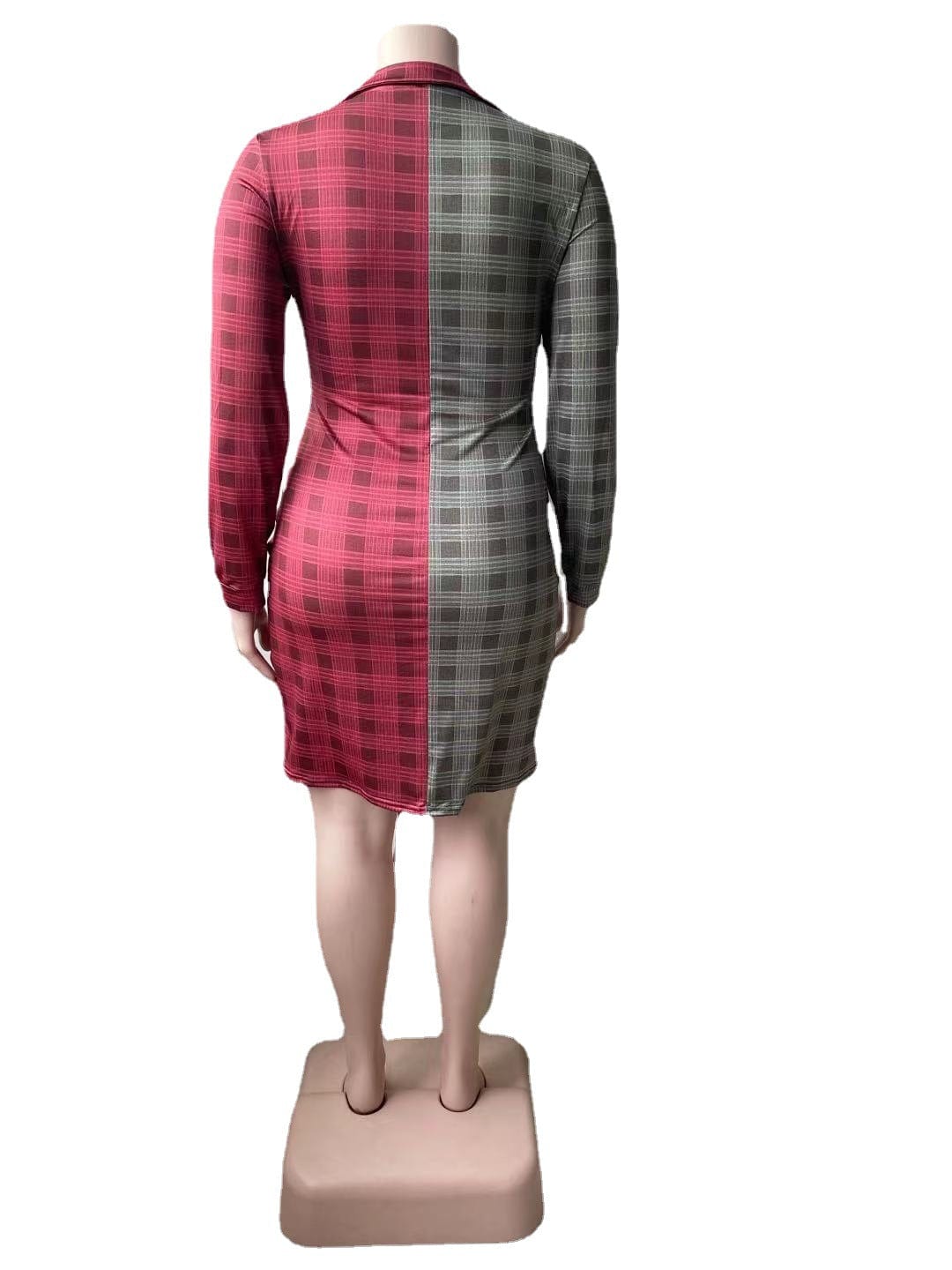 Sexy Collar V Chest Panel Contrast Pleated Rope Dress