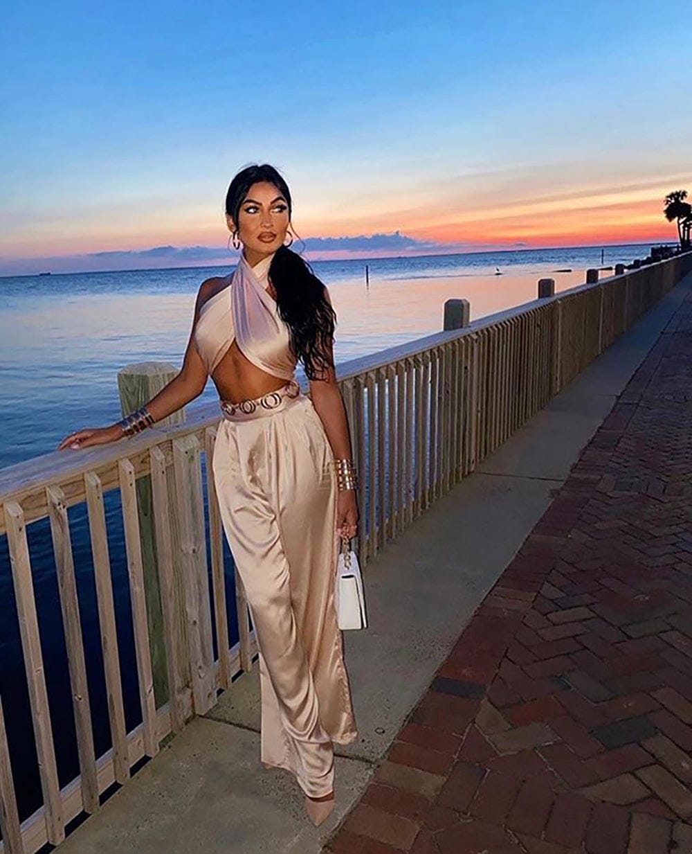 Sexy Fashion Celebrity Night Club Set Tops  & Pants Evening 2 Piece Party Set