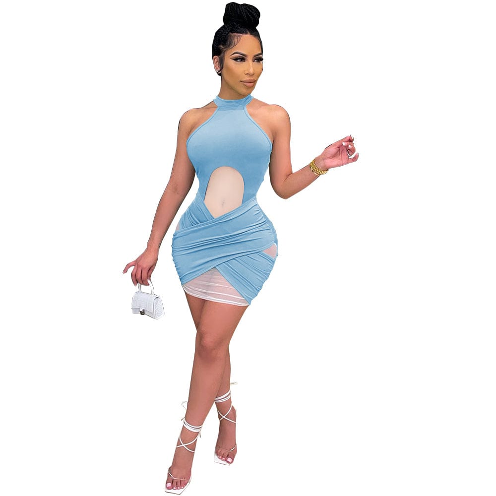 Sexy Hollow Mesh Club Dress