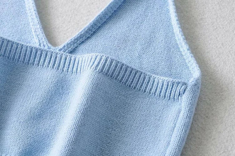 Sexy Hot Girl Halter Neck Knitted Strapless V-neck Tube Women Tank Top