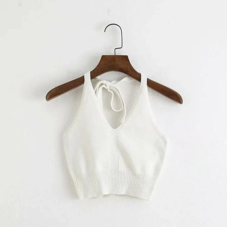 Sexy Hot Girl Halter Neck Knitted Strapless V-neck Tube Women Tank Top