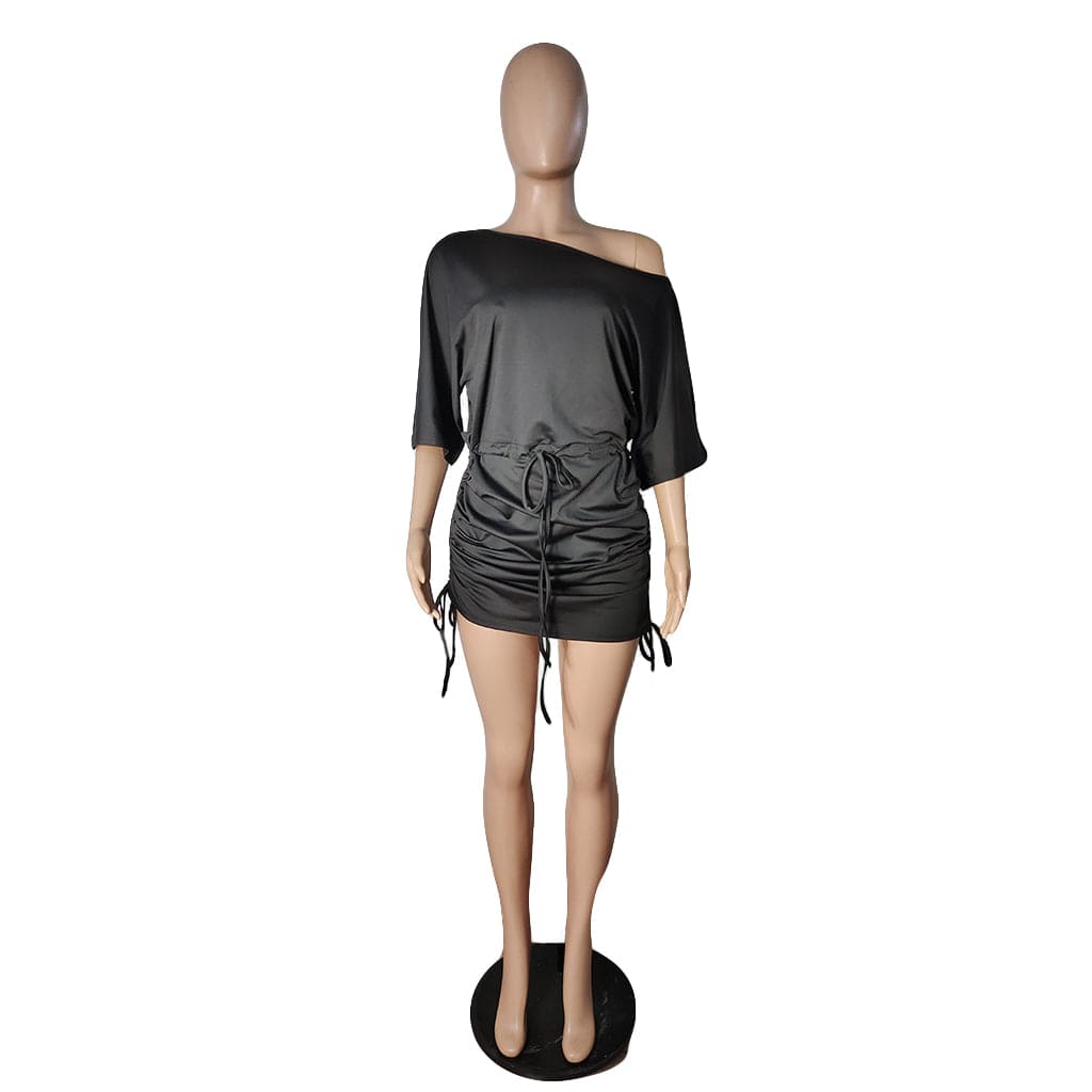 Sexy one-shoulder fashion European and American women's dress