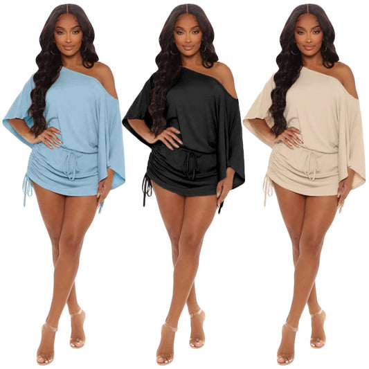 Sexy one-shoulder fashion European and American women's dress