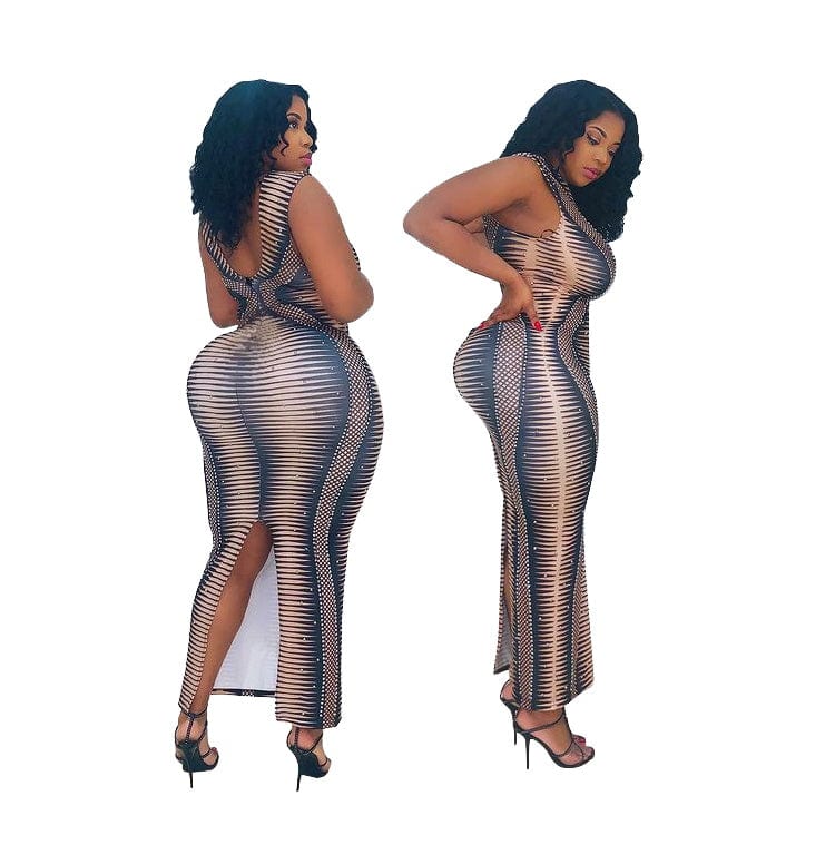Sexy Round Neck Irregular Slit One Piece Dress
