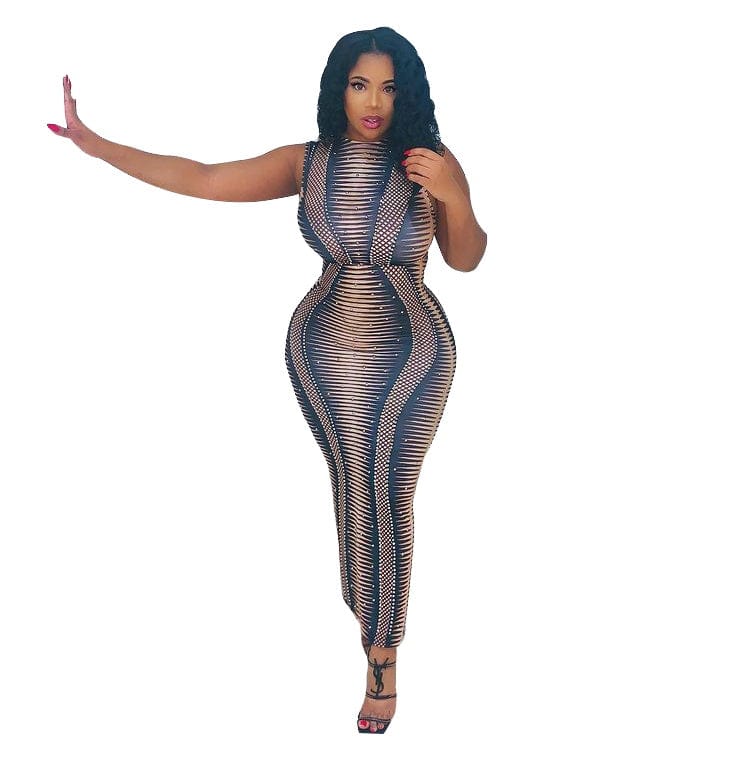Sexy Round Neck Irregular Slit One Piece Dress