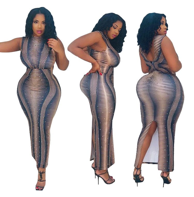 Sexy Round Neck Irregular Slit One Piece Dress