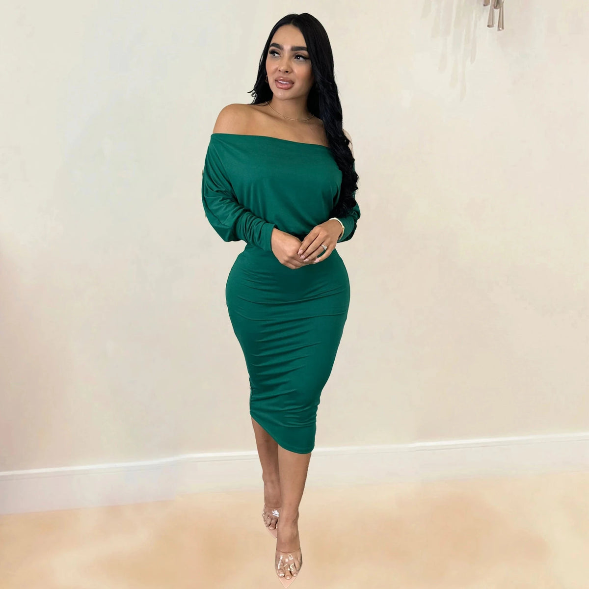 sexy Sexy classy party stretchy mid length lady pencil dresses women with off shoulder