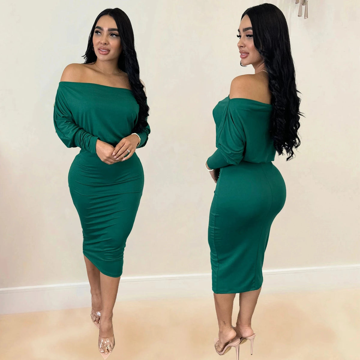 sexy Sexy classy party stretchy mid length lady pencil dresses women with off shoulder