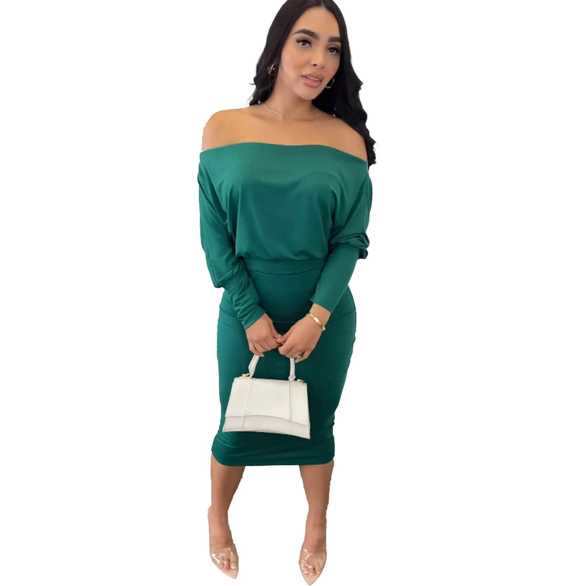 sexy Sexy classy party stretchy mid length lady pencil dresses women with off shoulder