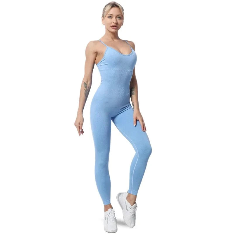 Sexy Sling Design Outfit Fitness Yoga Active wear one piece yoga jumpsuit seamless bodycon for women