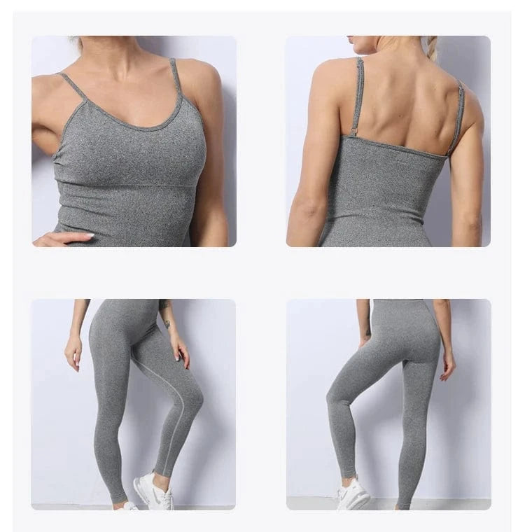 Sexy Sling Design Outfit Fitness Yoga Active wear one piece yoga jumpsuit seamless bodycon for women