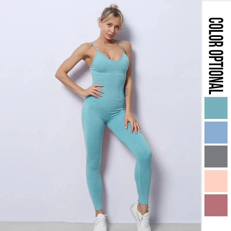 Sexy Sling Design Outfit Fitness Yoga Active wear one piece yoga jumpsuit seamless bodycon for women
