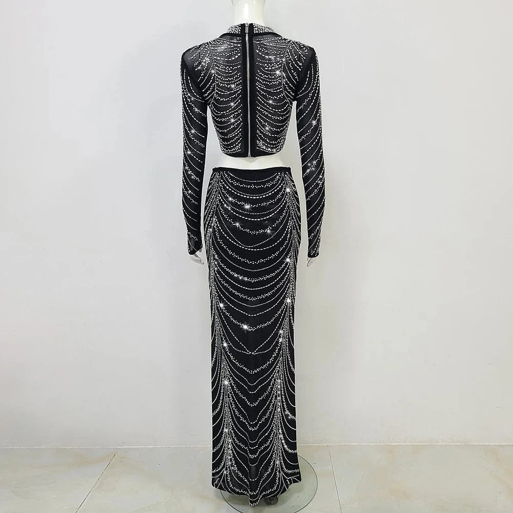 Sexy Tops&Pant 2 Two Pieces Set Night Out Celebrity Evening Women Party Dress