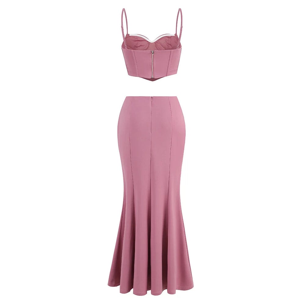 Sexy Tops&Skirts 2 Two Pieces Set Night Out Celebrity Evening Party Set Women Party Dress