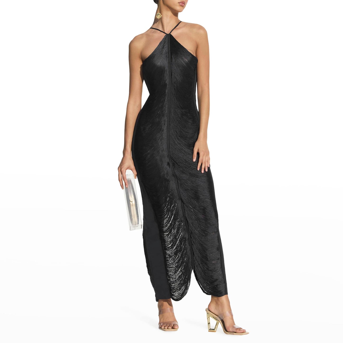 Sexy v-neck backless women 	 2022 tassel prom dresses party evening dress