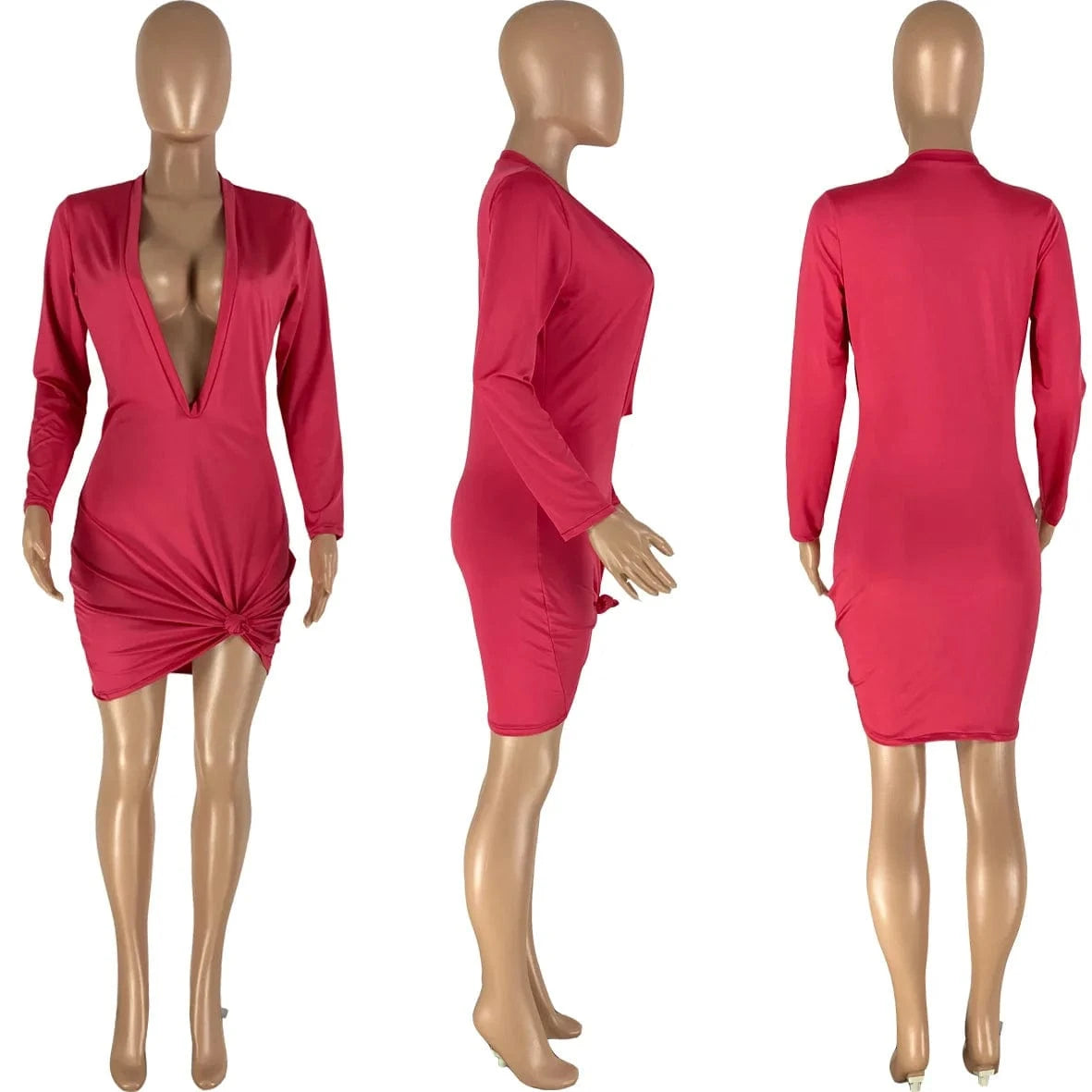 Sexy Woman Fall Dress New Arrivals Casual Dresses Cut Out Club Wear Cheap Casual Women Tight Deep V Neck Mini Dress