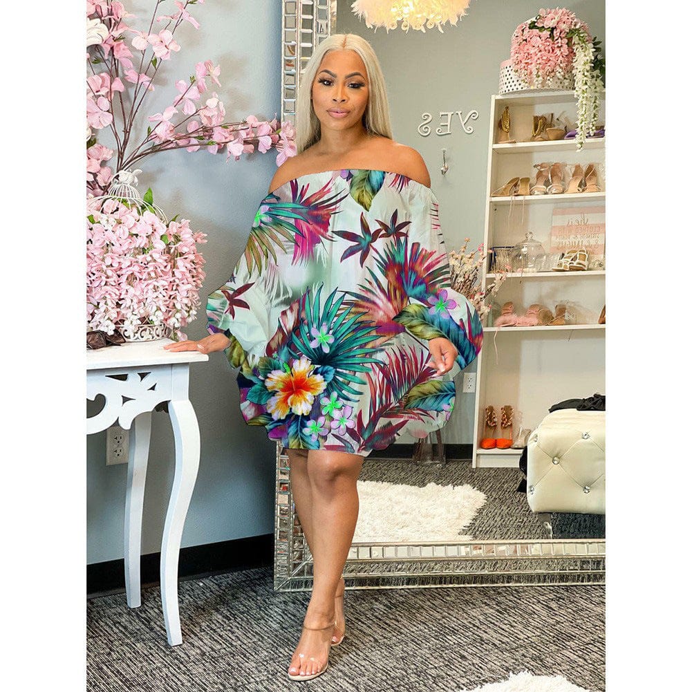 Sexy Women 2023 Flower Printed Loose Oversize Floral Dress Long Sleeve women dress 2023