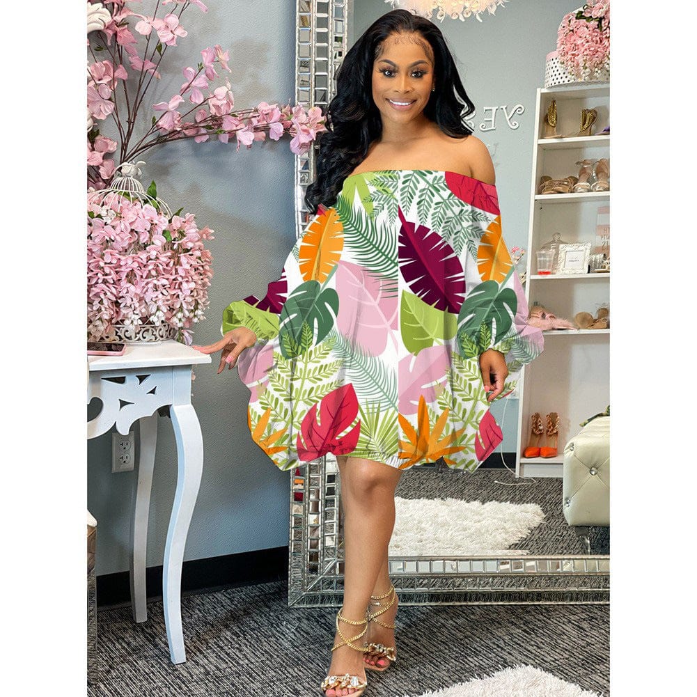 Sexy Women 2023 Flower Printed Loose Oversize Floral Dress Long Sleeve women dress 2023