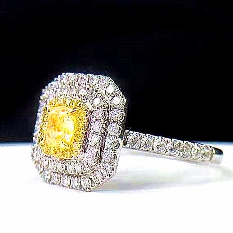 SGARIT jewelry wholesale cluster women engagement real 18k white solid gold 0.38ct 100% genuine natural yellow diamond rings