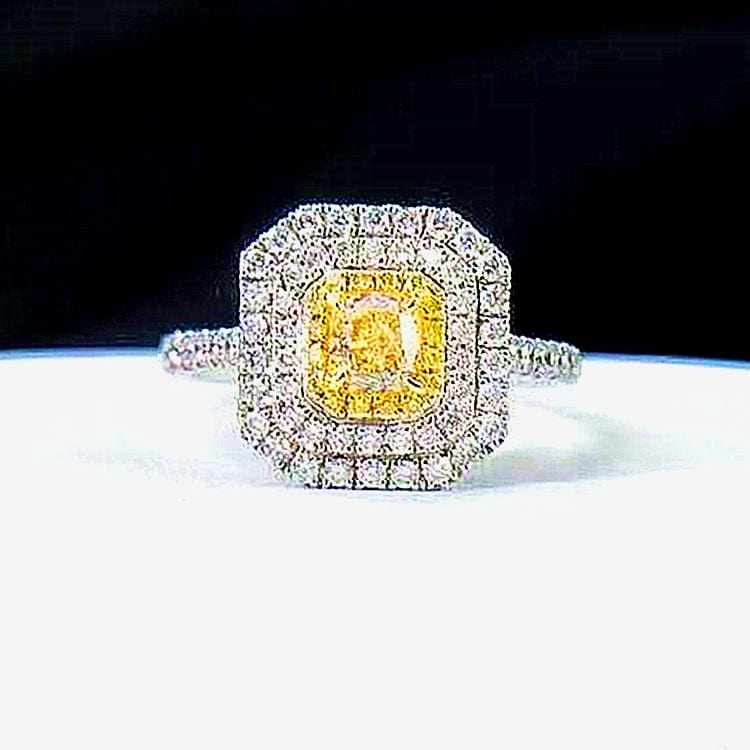 SGARIT jewelry wholesale cluster women engagement real 18k white solid gold 0.38ct 100% genuine natural yellow diamond rings