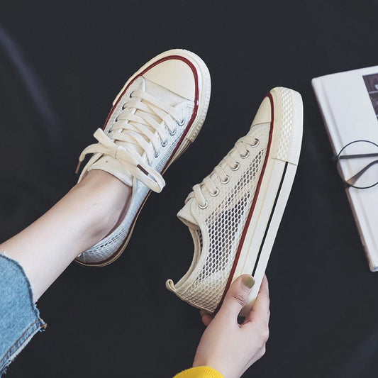 sh10593a Long term supply hollow out mesh shoes women good quality breathable student casual shoes