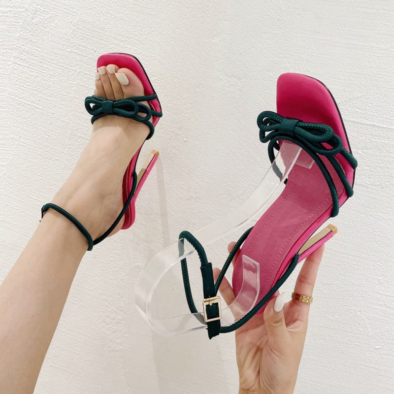 sh12358a High Heels 2022 new mixed color fashion European and American women's square head sandals