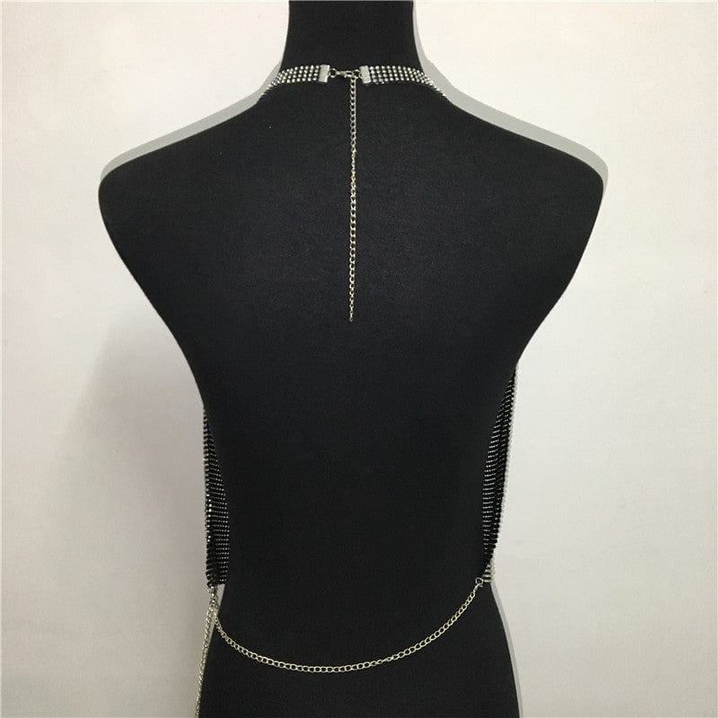 SHIHAN 2023 New Sexy rhinestones top color chainmail diamond party crystal deep V crop top for fashion festival vest women