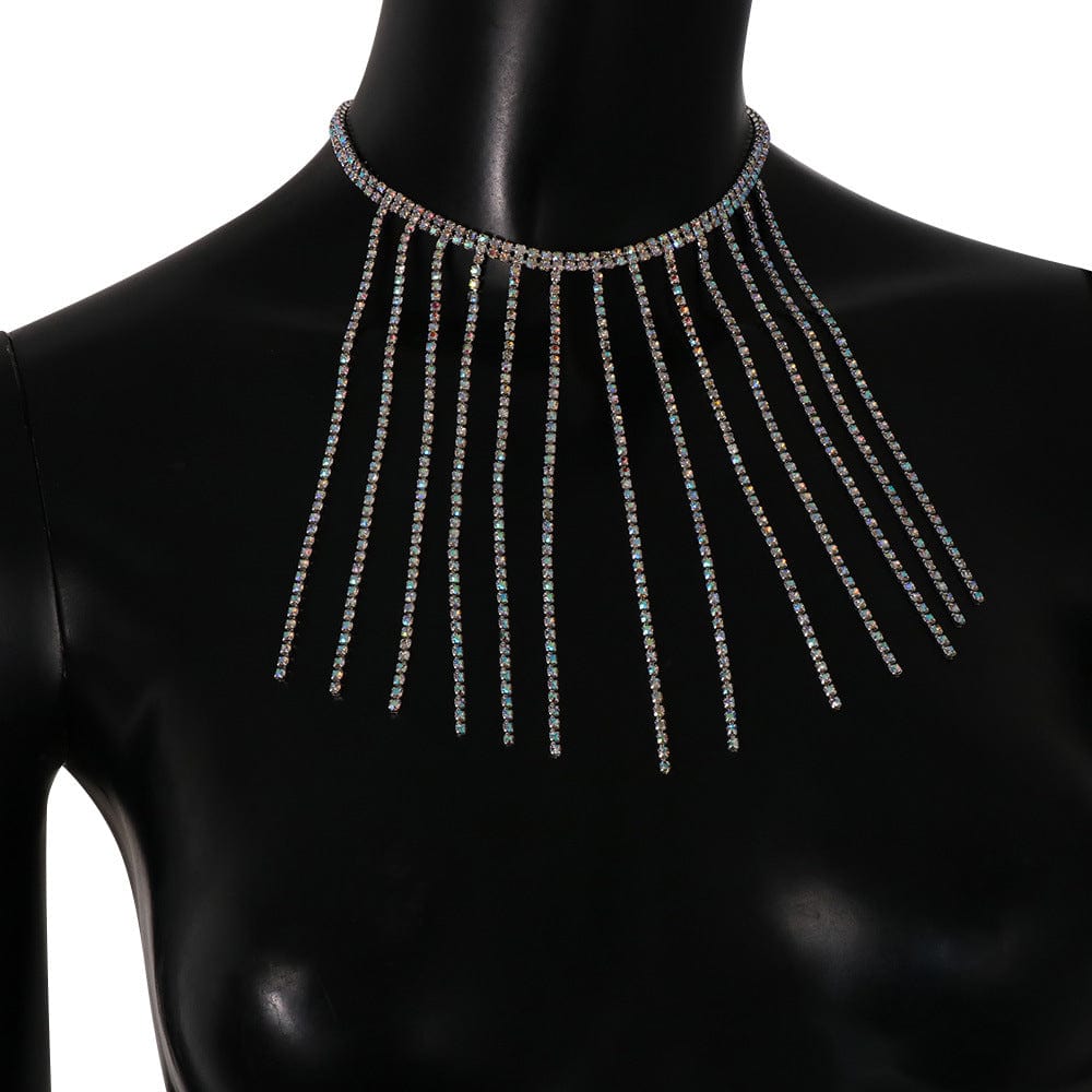 SHIHAN Fashion AB Colorful Rhinestone Choker Necklace for Women Simple Tassel Pendant for Necklace Festival Crystal Jewelry