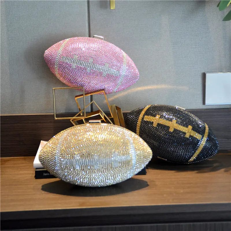 Shiny Diamond Crystal Ball Shaped Shoulder Bag Unique Personality Football Purse Rhinestone Evening Clutch Soccer Bag