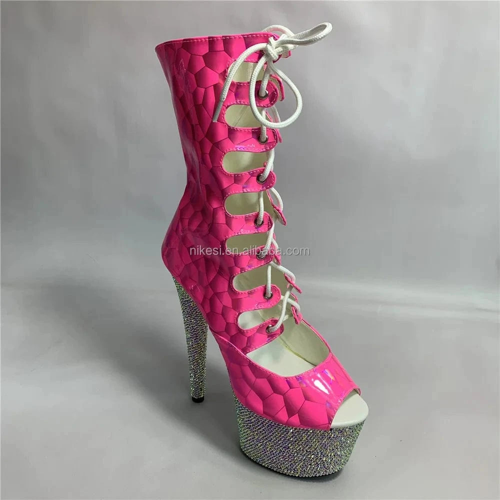 Shiny diamond sole pink radium radiation sexy upper sexy super high heel